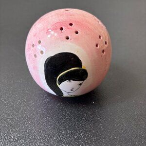 RARE Vintage 1960's Porcelain Pin Cushion with Lady's Face on 2 sides